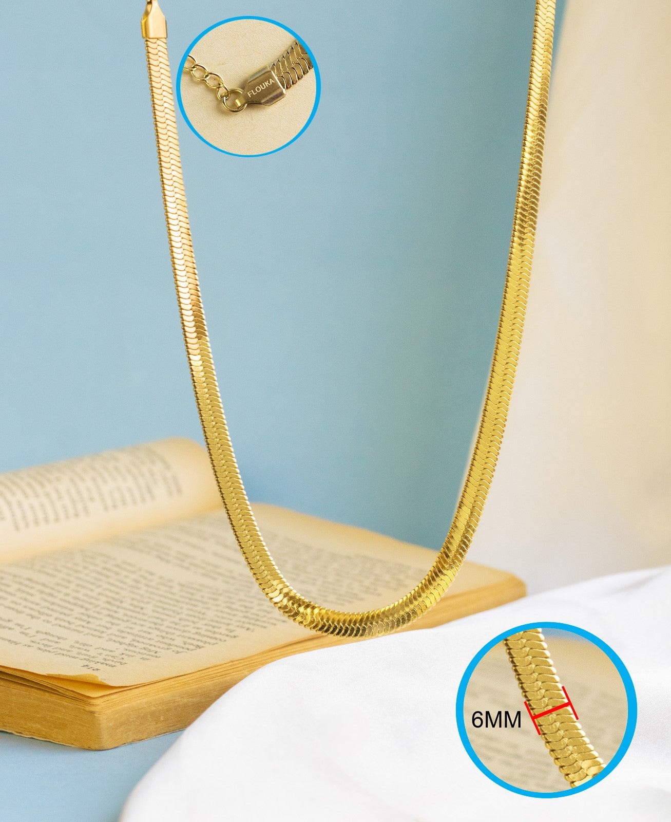 Snake Back Necklace β 18K Gold Plated | 316 Stainless Steel | Brand Flouka - 38 CM