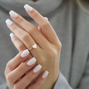 خاتم فضة استرلينية 925 مطلي بالذهب | مزين بحجر زركون على شكل قلب