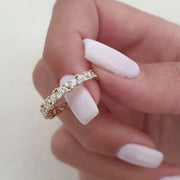 خاتم فضة استرلينية 925 مطلي بالذهب | مرصّع بأحجار الزركون اللامعة