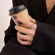 خاتم مطلي ذهب - تصميم قلب - مزين بحبوب زركون لامعة | ستانلس ستيل 316