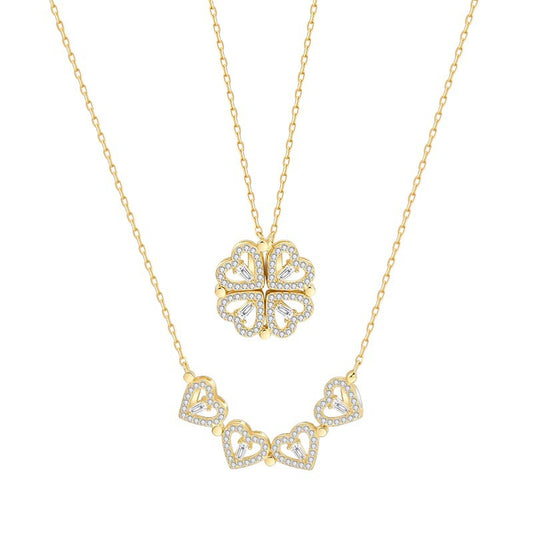 925 Sterling Silver Magnetic Heart Necklace | Elegant & Romantic Korean Design