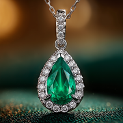 Timeless Elegance – 925 Sterling Silver Necklace with Green Zircon Gemstone