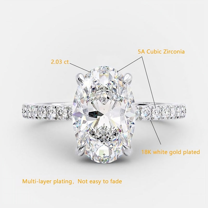 Oval 925 Sterling Silver Ring | Zircon Stone Elegance