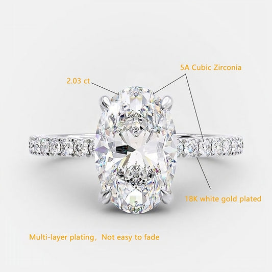Oval 925 Sterling Silver Ring | Zircon Stone Elegance