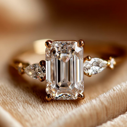 Elegance – 925 Sterling Silver Gold-Plated Ring | Rectangle Zircon Stone