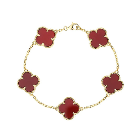 Fritillaria Four-Leaf Bracelet – 925 Sterling Silver, Gold Plated