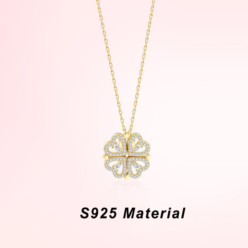 925 Sterling Silver Magnetic Heart Necklace | Elegant & Romantic Korean Design