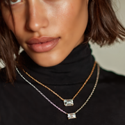 Elegance – 925 Sterling Silver Necklace with Square Diamond Zircon Stone