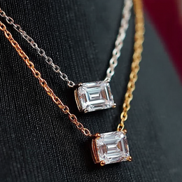 Elegance – 925 Sterling Silver Necklace with Square Diamond Zircon Stone