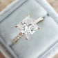 Elegant Brilliance – 925 Sterling Silver Gold-Plated Ring | Square Zircon Stone & Sparkling Lobes