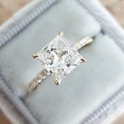 Elegant Brilliance – 925 Sterling Silver Gold-Plated Ring | Square Zircon Stone & Sparkling Lobes