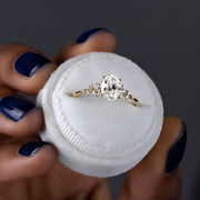 Radiant Elegance – 925 Sterling Silver Gold-Plated Ring | Oval Zircon Stone & Sparkling Lobes