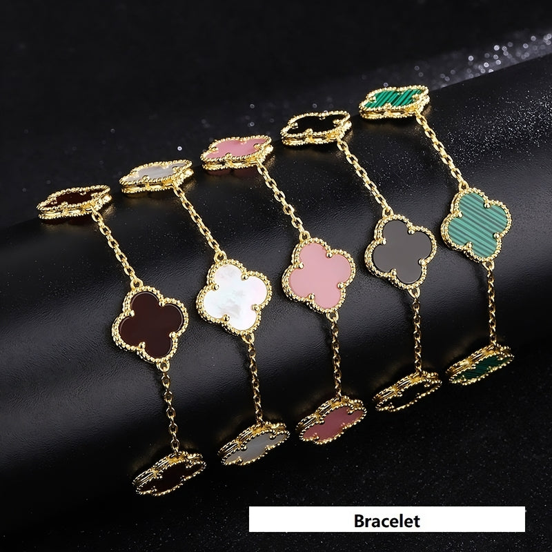 Fritillaria Four-Leaf Bracelet – 925 Sterling Silver, Gold Plated
