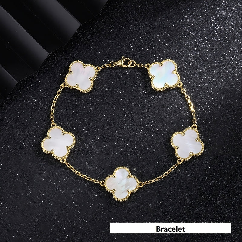Fritillaria Four-Leaf Bracelet – 925 Sterling Silver, Gold Plated