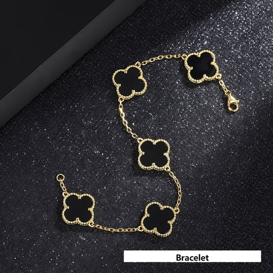 Fritillaria Four-Leaf Bracelet – 925 Sterling Silver, Gold Plated