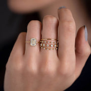 خاتم فضة استرلينية 925 مطلي بالذهب | بحجر زركون مستطيل فاخر