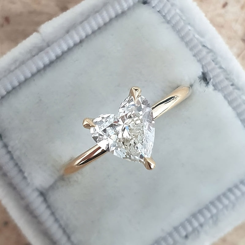 925 Sterling Silver Gold-Plated Ring | Heart-Shaped Zircon Stone