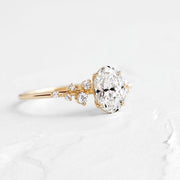 Radiant Elegance – 925 Sterling Silver Gold-Plated Ring | Oval Zircon Stone & Sparkling Lobes