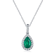 Timeless Elegance – 925 Sterling Silver Necklace with Green Zircon Gemstone