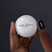 Radiant Elegance – 925 Sterling Silver Gold-Plated Ring | Oval Zircon Stone & Sparkling Lobes