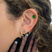 Elegant Radiance – 925 Sterling Silver Gold-Plated Earrings | Green Zircon Stone