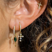 Elegant Radiance – 925 Sterling Silver Gold-Plated Earrings | Green Zircon Stone