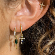 Elegant Radiance – 925 Sterling Silver Gold-Plated Earrings | Green Zircon Stone