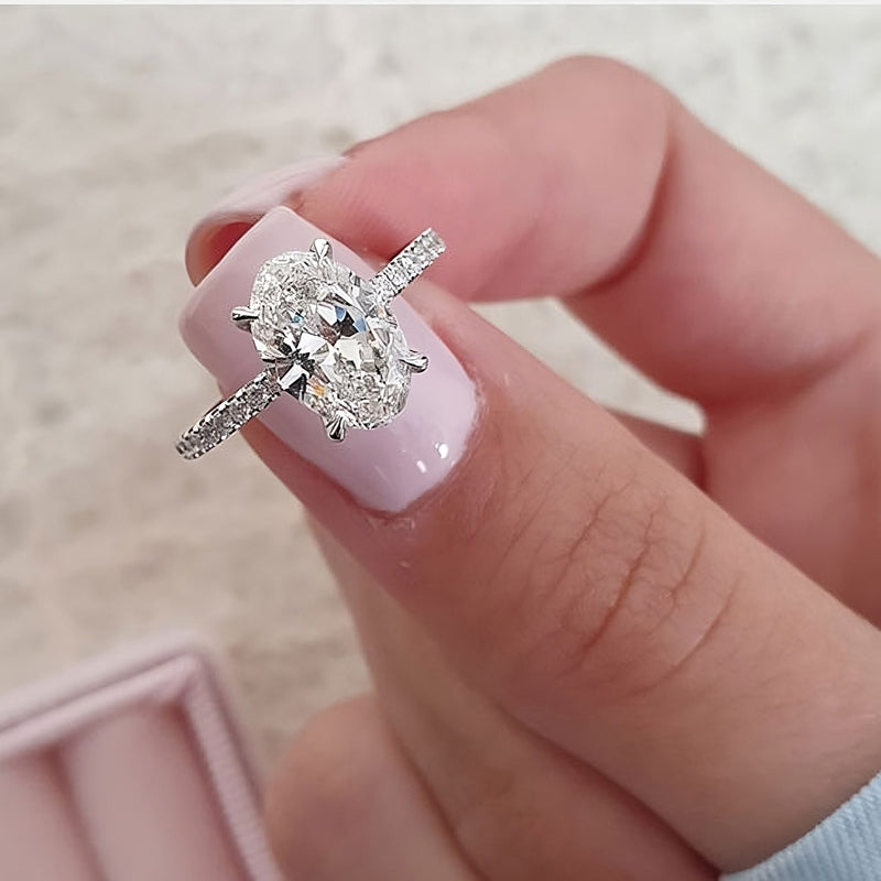Oval 925 Sterling Silver Ring | Zircon Stone Elegance