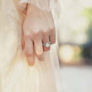 925 Sterling Silver Infinity Ring | Teardrop Zircon Stone & Sparkling Lobes