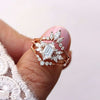 Exclusive – 925 Sterling Silver Ring | Gold Plated with Square Zircon Stone &amp; Sparkling Lobes