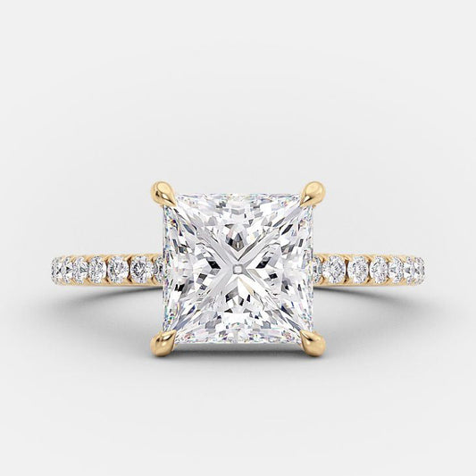 Elegant Brilliance – 925 Sterling Silver Gold-Plated Ring | Square Zircon Stone & Sparkling Lobes