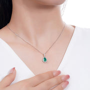 Timeless Elegance – 925 Sterling Silver Necklace with Green Zircon Gemstone