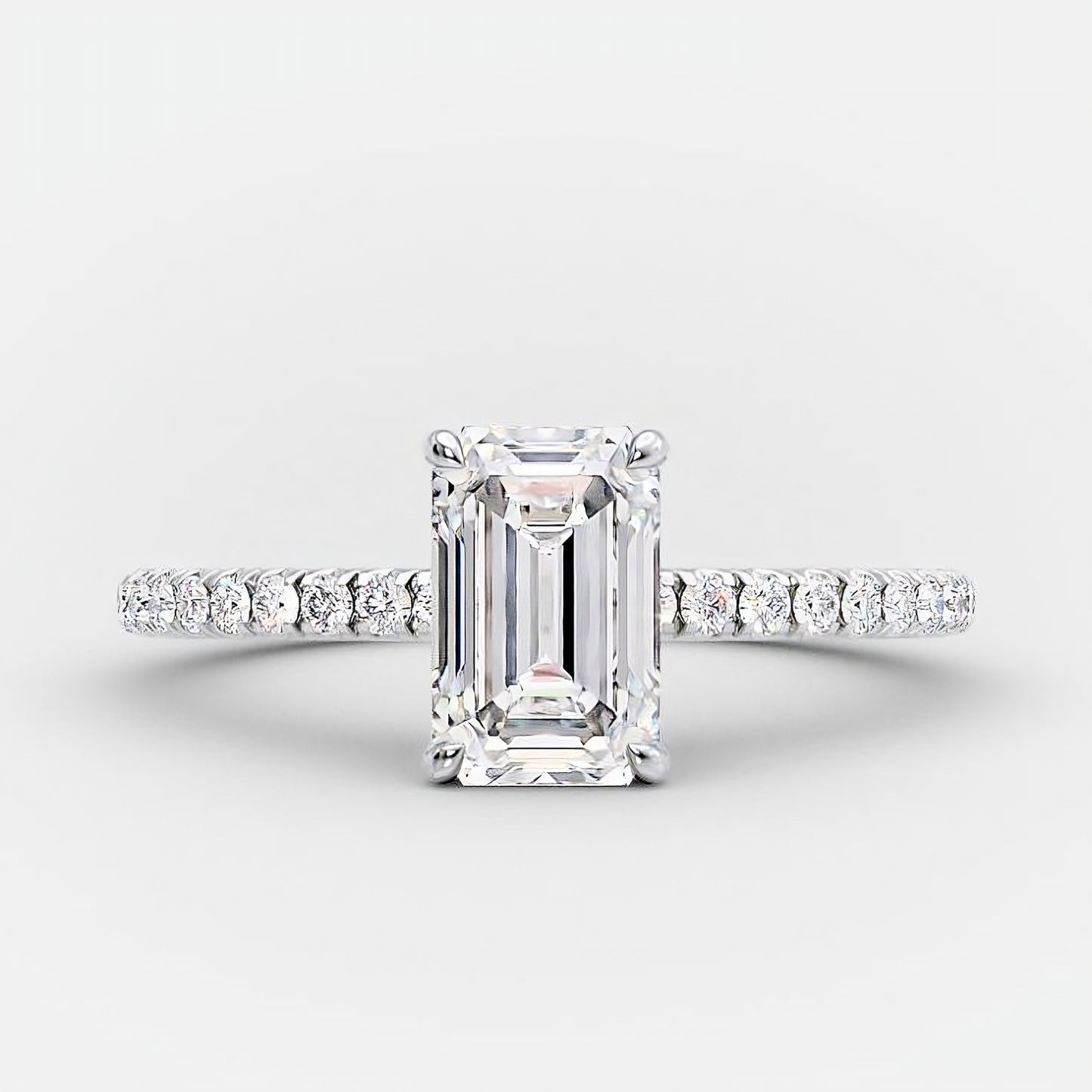925 Sterling Silver Ring | Decorated with Rectangle Zircon Stone &amp; Sparkling Lobes