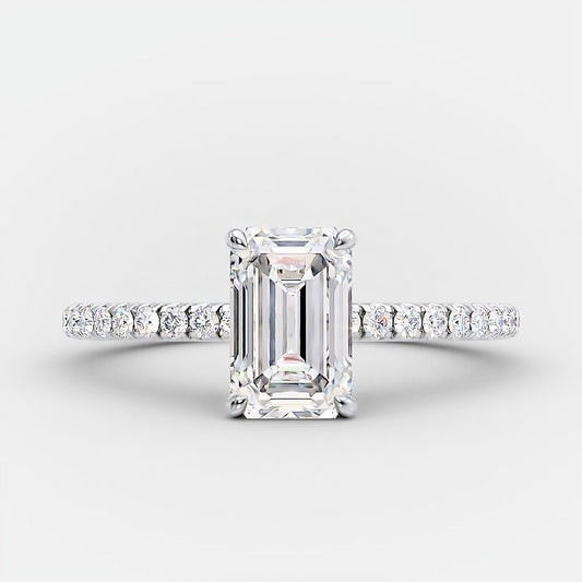 925 Sterling Silver Ring | Decorated with Rectangle Zircon Stone &amp; Sparkling Lobes