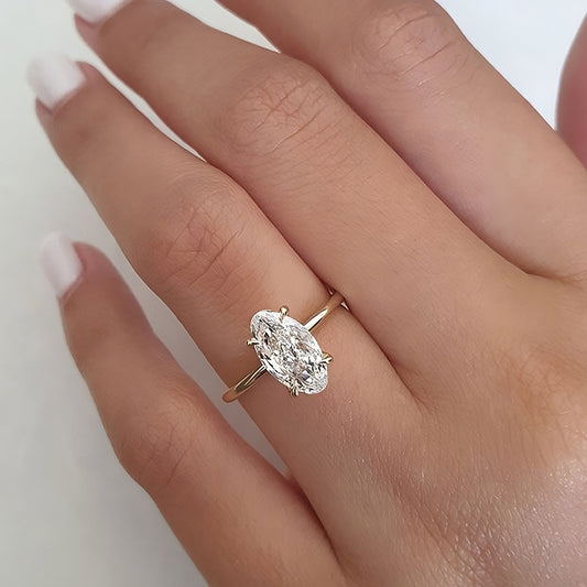 Elegance – 925 Sterling Silver Gold-Plated Ring | Oval Cubic Zirconia Stone