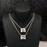 Elegance – 925 Sterling Silver Necklace with Square Diamond Zircon Stone