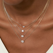 Elegance – 925 Sterling Silver Necklace with Square Diamond Zircon Stone