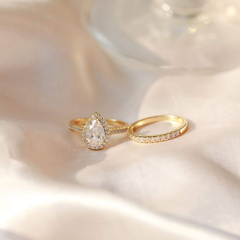 925 Sterling Silver Infinity Ring | Teardrop Zircon Stone &amp; Sparkling Lobes