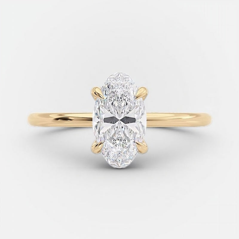 Elegance – 925 Sterling Silver Gold-Plated Ring | Oval Cubic Zirconia Stone