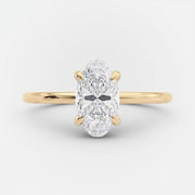 خاتم فضة استرلينية 925 مطلي بالذهب | بحجر زركون بيضاوي فاخر