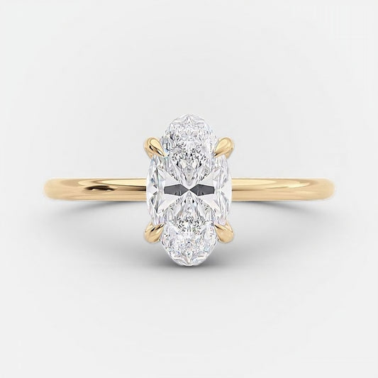 Elegance – 925 Sterling Silver Gold-Plated Ring | Oval Cubic Zirconia Stone