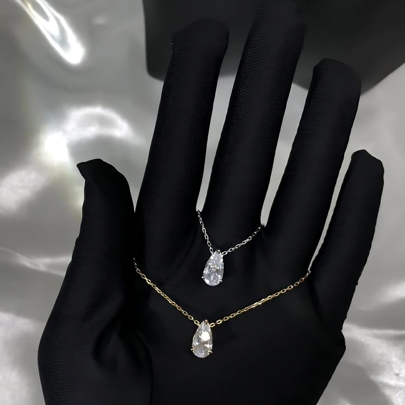 Exclusive – 925 Sterling Silver Necklace | Pear-Shaped Diamond Zircon Stone