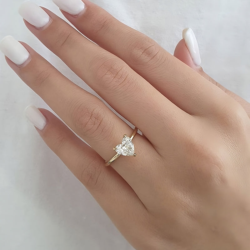 925 Sterling Silver Gold-Plated Ring | Heart-Shaped Zircon Stone