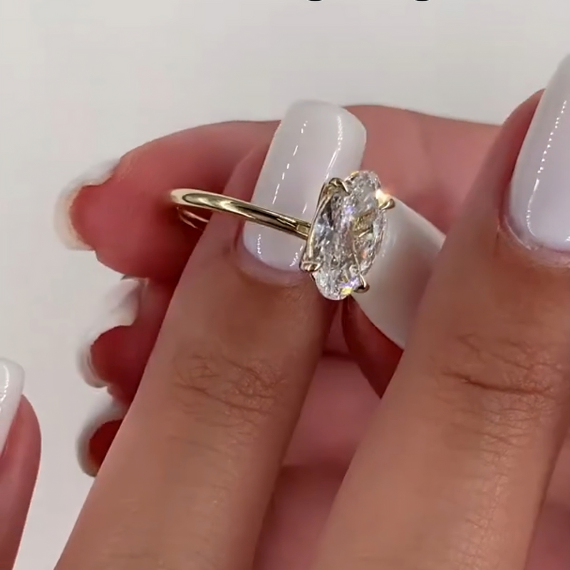Elegance – 925 Sterling Silver Gold-Plated Ring | Oval Cubic Zirconia Stone