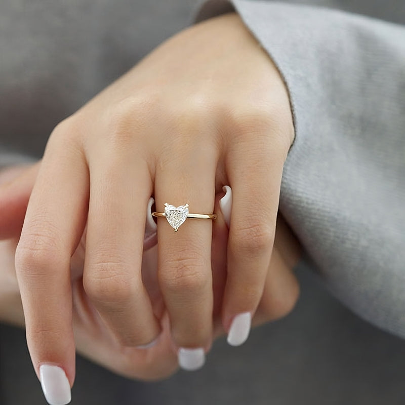 925 Sterling Silver Gold-Plated Ring | Heart-Shaped Zircon Stone
