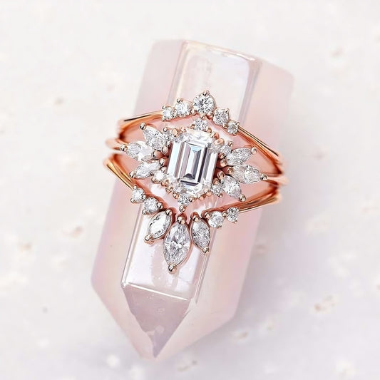 Exclusive – 925 Sterling Silver Ring | Gold Plated with Square Zircon Stone &amp; Sparkling Lobes