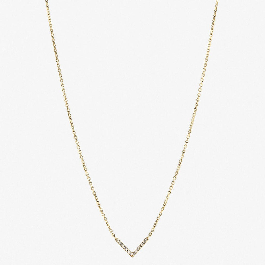 925 Sterling Silver Gold-Plated "V" Necklace | Adorned with Diamond Zircon Lobes