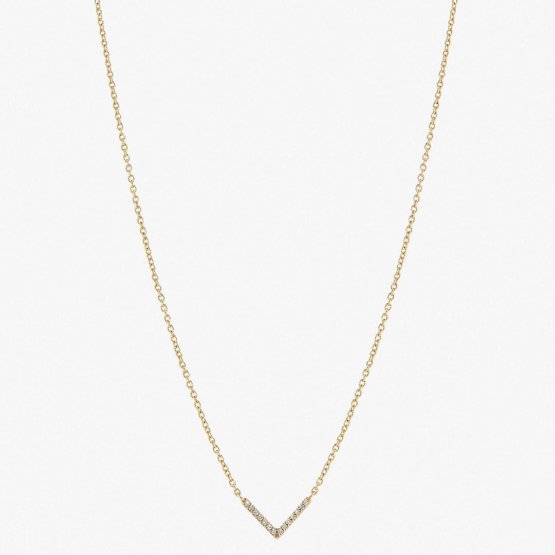 925 Sterling Silver Gold-Plated "V" Necklace | Adorned with Diamond Zircon Lobes