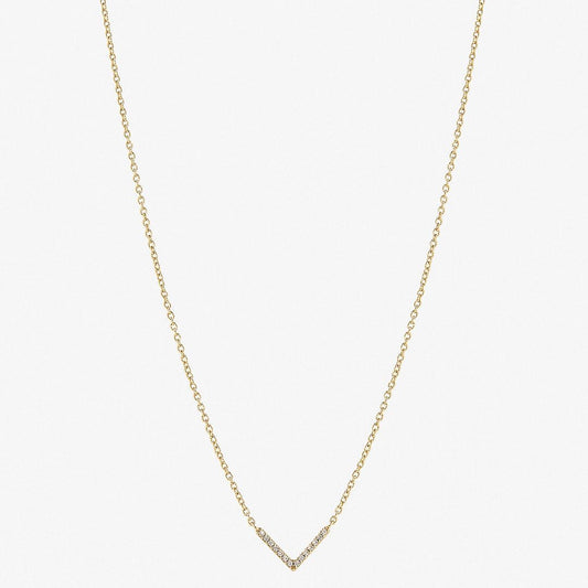 925 Sterling Silver Gold-Plated "V" Necklace | Adorned with Diamond Zircon Lobes