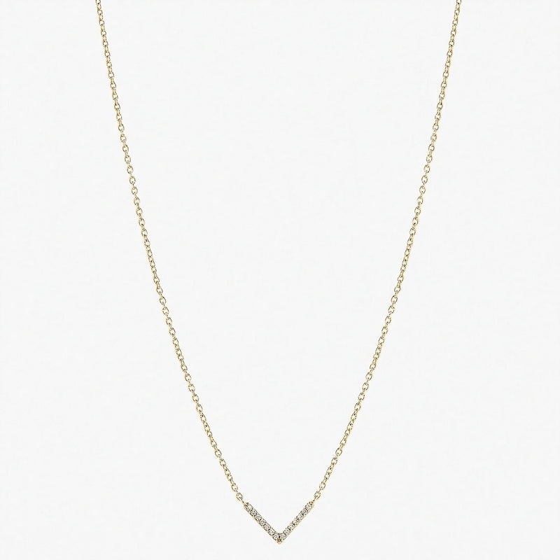 925 Sterling Silver Gold-Plated "V" Necklace | Adorned with Diamond Zircon Lobes